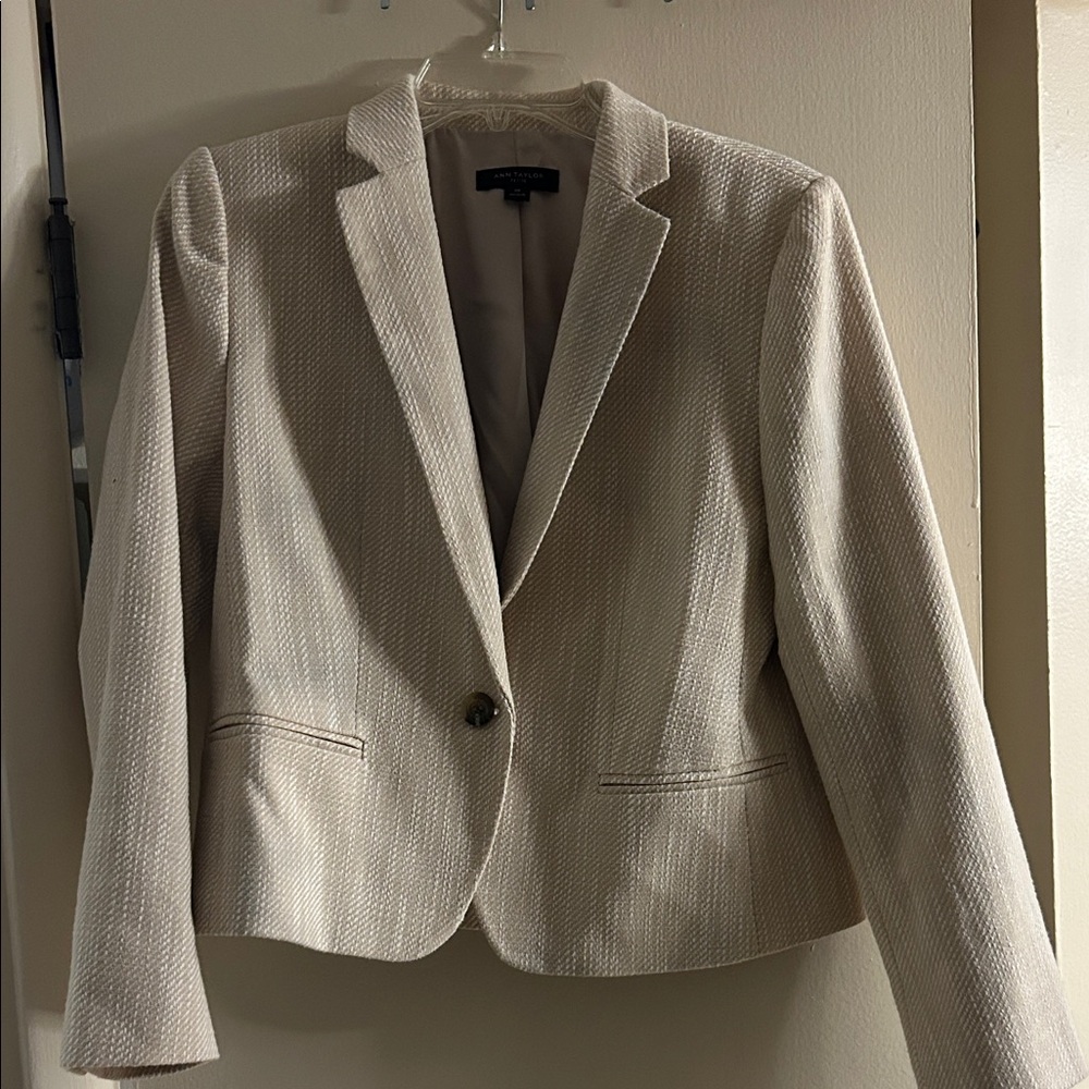Ann Taylor Textured Cream Blazer